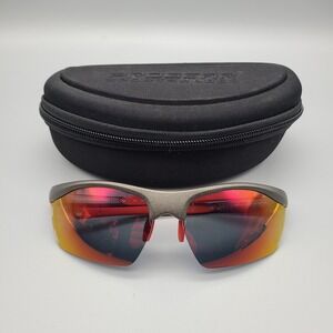 Progear Sportshades Dash 2 S-1282 Sunglasses Gunmetal Red Mirror Wrap Case Strap